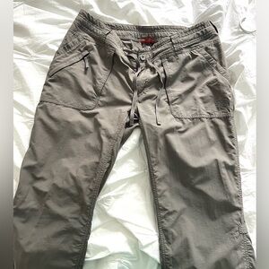 The North Face hiking pants, size 14 short, nylon, khaki/green